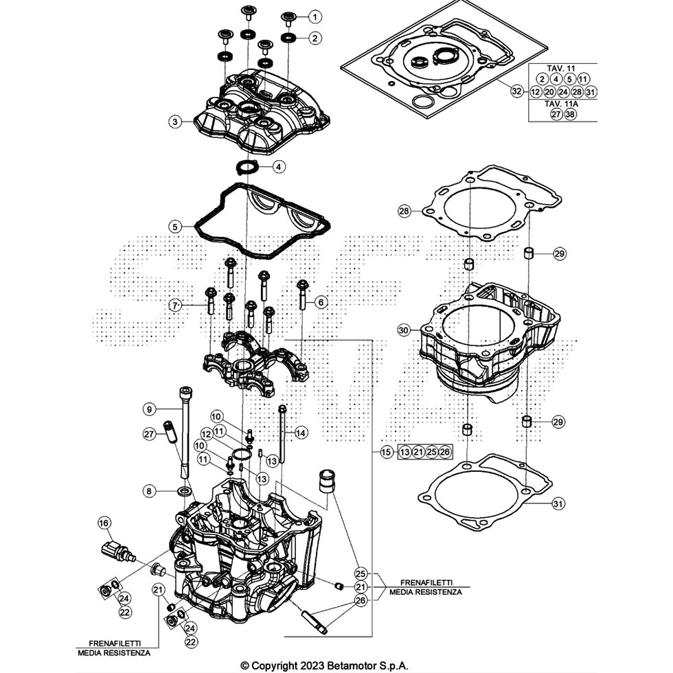 Beta RX450 24 Zylinder/Zylinderkopf/Ventiltrieb 1 Ersatzteile